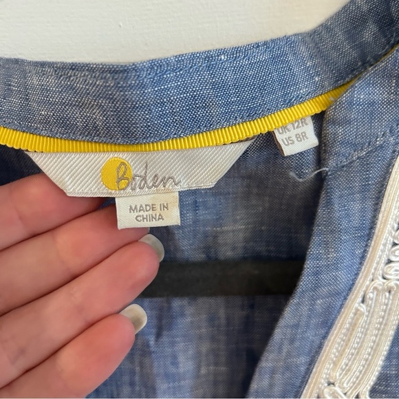 Boden Womens Embroidered Linen Kaftan Dress size 8R - Picture 7 of 9